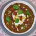 Lentejas con burrata y albahaca