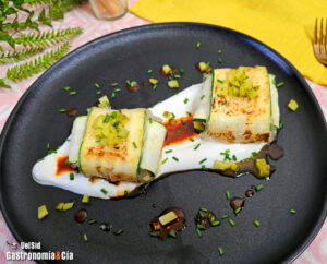 Receta de ravioli crujiente de calabacín relleno de ternera asada